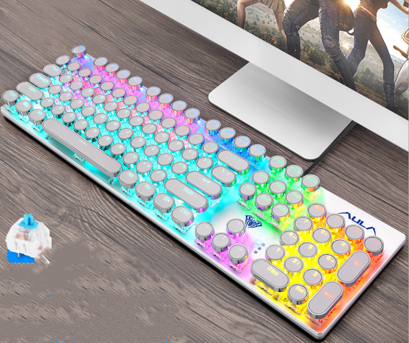 Steampunk Mechanical Gaming Keyboard with Blue Switches