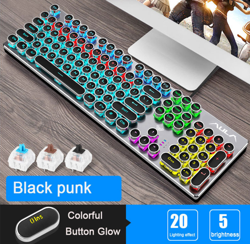 Steampunk Mechanical Gaming Keyboard with Blue Switches