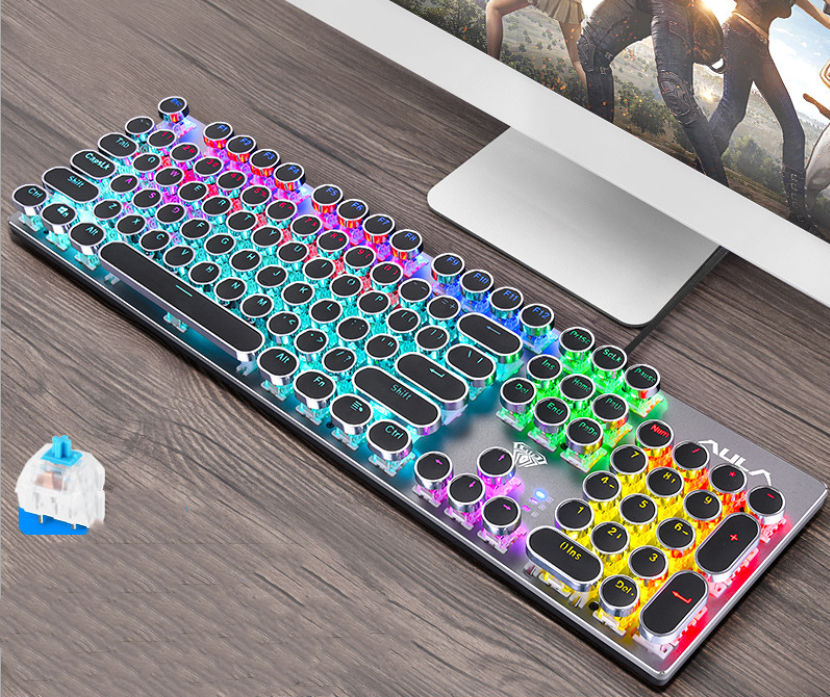 Steampunk Mechanical Gaming Keyboard with Blue Switches