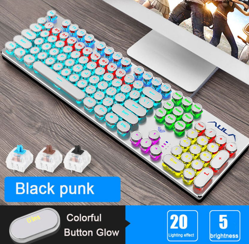 Steampunk Mechanical Gaming Keyboard with Blue Switches