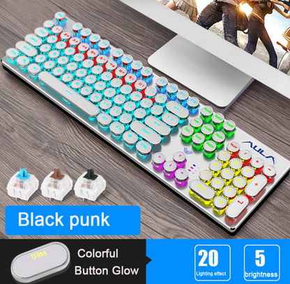 Steampunk Mechanical Gaming Keyboard with Blue Switches